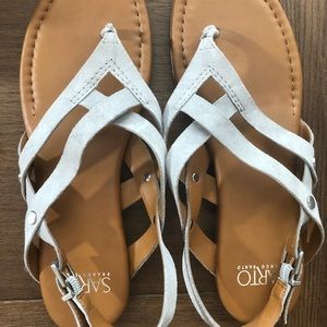 Franco Sarto grey leather sandals.